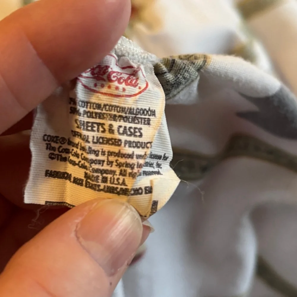 Vintage Coca-Cola Twin Fitted Sheet White Red Striped Bedding Pop Coke
